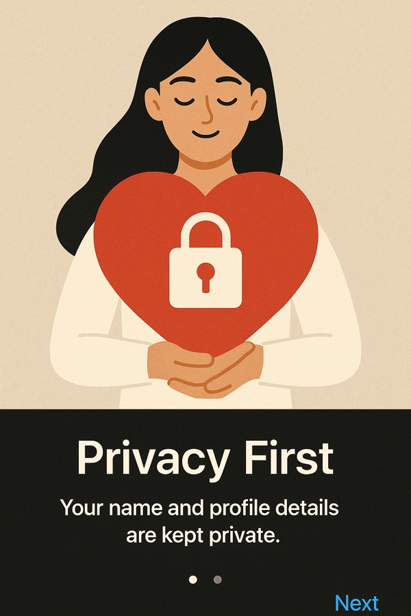 Privacy First illustration: a person holding a heart