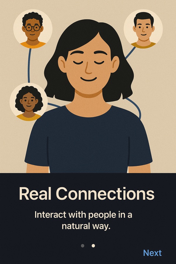 Real Connections illustration: lines linking one person to others